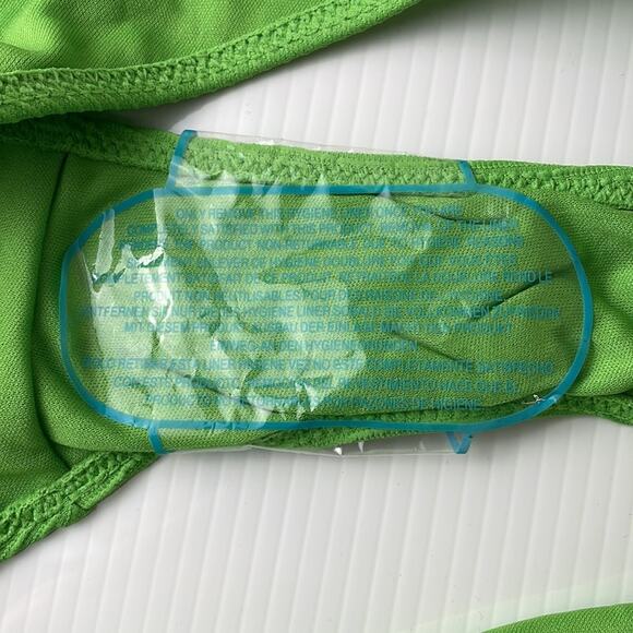 We Are We Wear Ashley V Front Brazilian Bikini Bottom in Green Size L  NEW - Picture 8 of 12